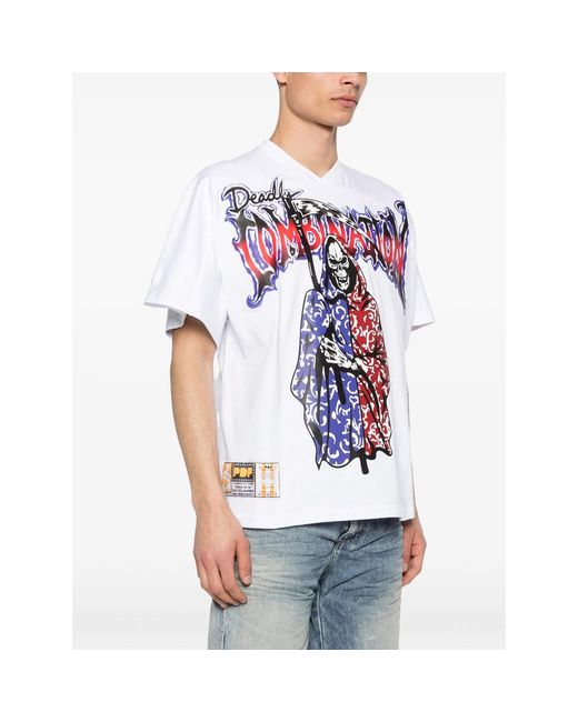 PDF White Graphic-Print T-Shirt for men