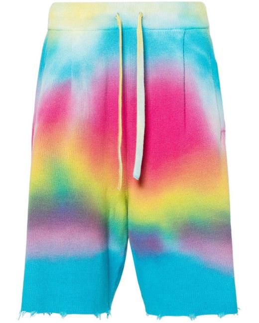 Laneus Pink Tie-Dye Distressed Shorts for men