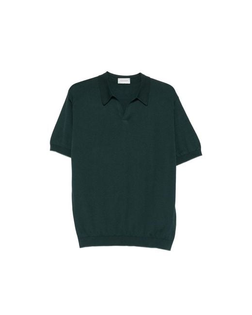 John Smedley Green Noah Polo-Collar T-Shirt for men