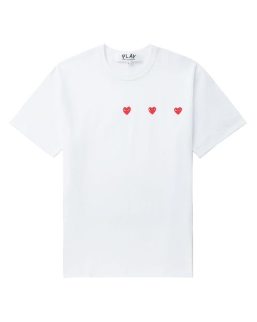 COMME DES GARÇONS PLAY White Triple Hearts Cotton T-shirt