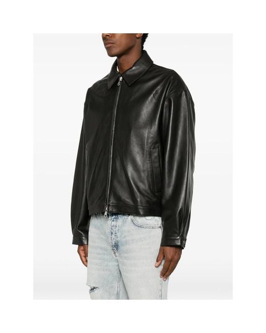 Cole Buxton Black Leather Zip-Up Jacket for men