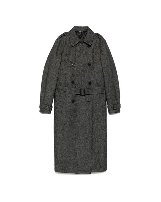 Eraldo Black Belted Double-Breasted Coat