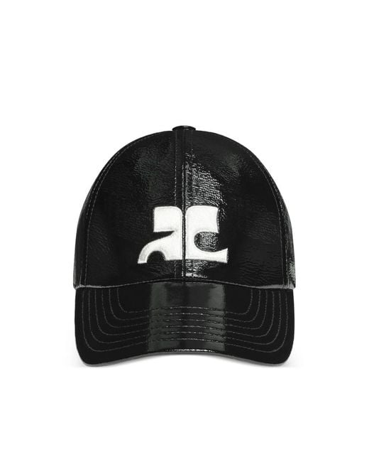 Courreges Black Ac-Logo Vinyl Cap for men