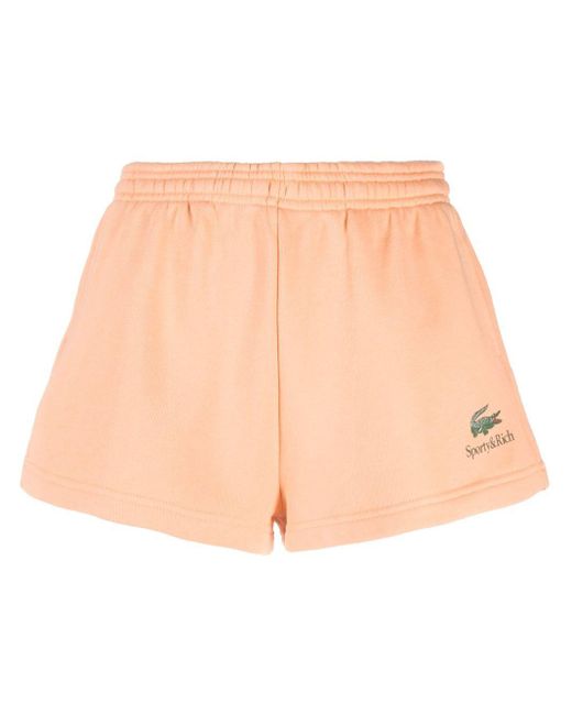 Sporty & Rich Natural X Lacoste Cotton Track Shorts