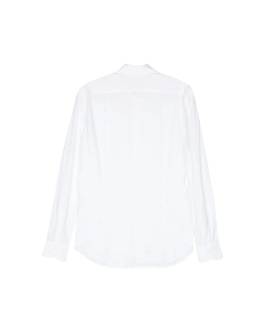 Mazzarelli White Tonal Stitching Cotton Shirt for men