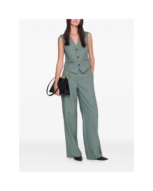 Anine Bing Gray Waistcoat Sage