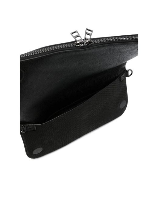 Zadig & Voltaire Black Crocodile-Embossed Crossbody Bag