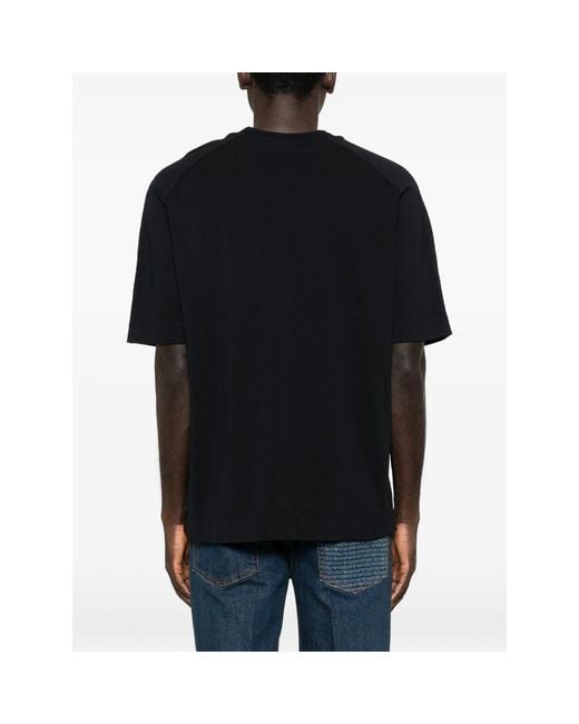 Emporio Armani Black Crew-Neck Logo-Appliqué T-Shirt for men