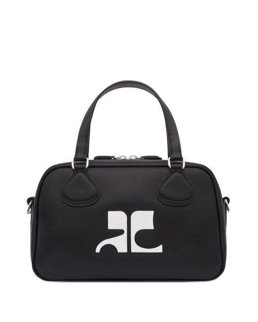 Courreges Black Reedition Bowling Leather Bag