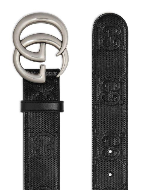 Gucci Black Gg Marmont Embossed Belt for men