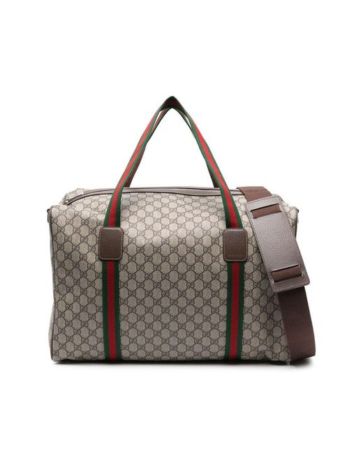 Gucci Gray Medium Web-Stripe Duffle Bag for men