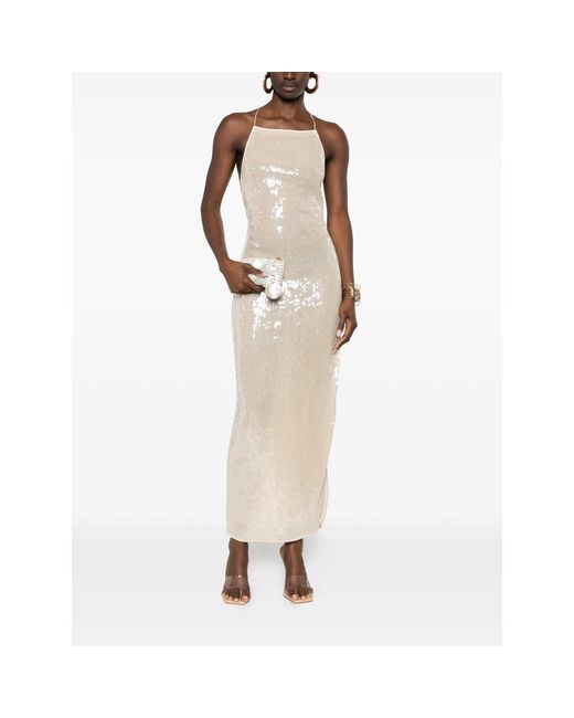 Oseree Natural Maxi Dress With Sequin Embellishment