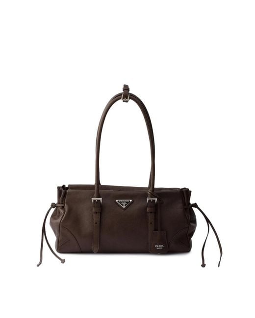 Prada Brown Bonnie Medium Antiqued Leather Tote Bag