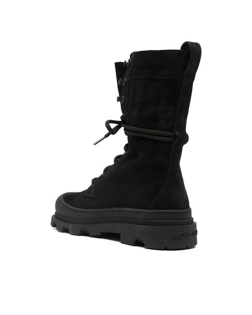 Moncler Black Vera Lace-Up Logo-Patch Boots