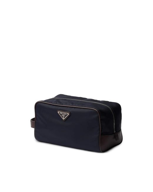 Prada Black Speedrock Re-Nylon Logo-Plaque Wash Bag for men