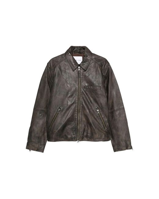 Samsøe & Samsøe Gray Sacliff X Zip-Front Leather Jacket for men