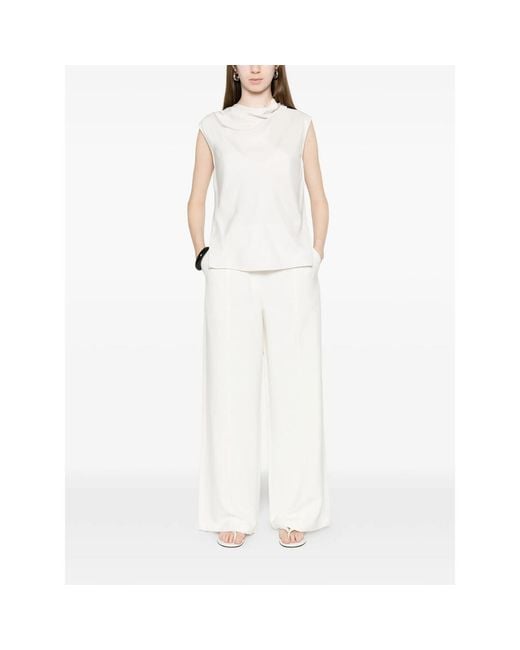 Calvin Klein White Top Viscose Cowl Neck