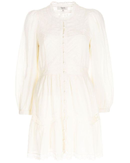 Sea White Haven Dobby Pintucked Short Dress