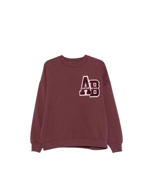 Anine Bing Red Miles Logo-Detail Sweatshirt