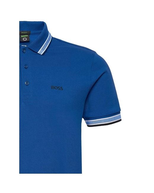 Boss Blue Contrast-Trim Polo Shirt for men