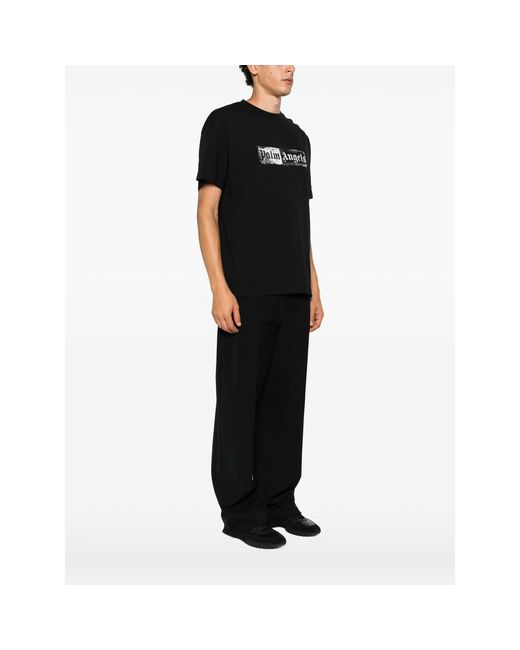 Palm Angels Black Stamp Logo Short-Sleeve T-Shirt for men