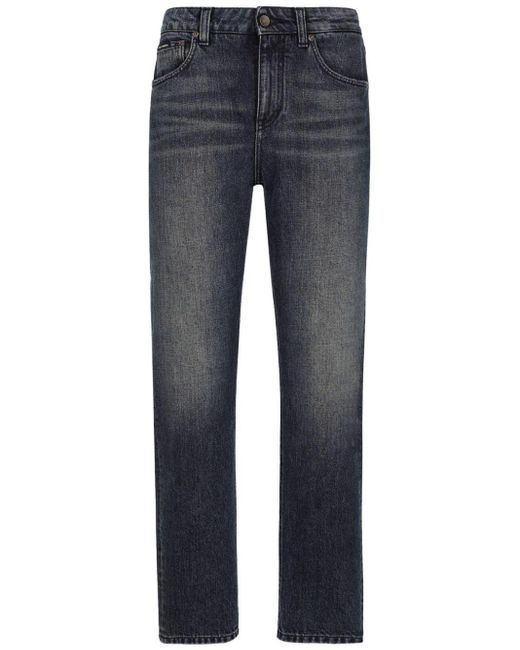 Dolce & Gabbana Blue Mid-rise Straight-leg Jeans