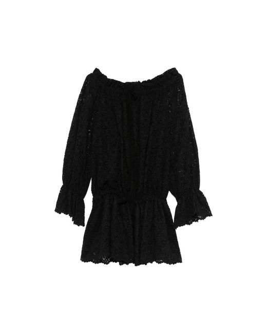 LES FILLES D'EVA Black Ruffled Lace Mini Dress