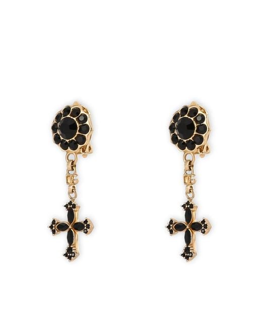 Dolce & Gabbana Black Rhinestone Clip Earrings
