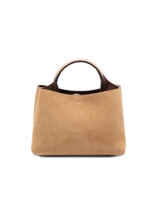 Tod's Natural Top-Handle Suede Tote Bag