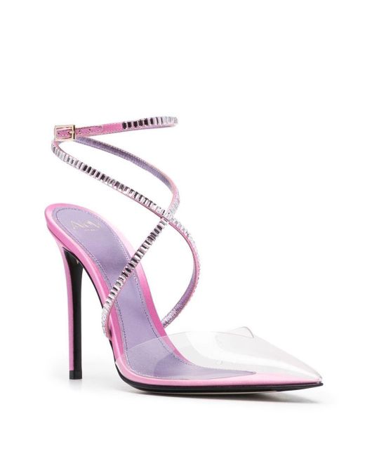 ALEVI Pink Crystal-Embellished Calf-Leather Sandals