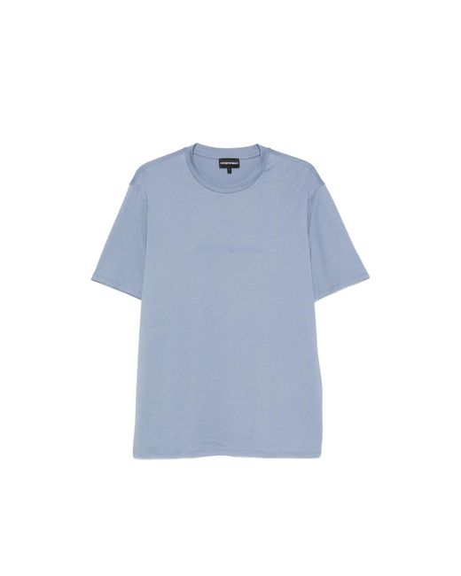 Emporio Armani Blue Logo-Print Crew-Neck T-Shirt for men