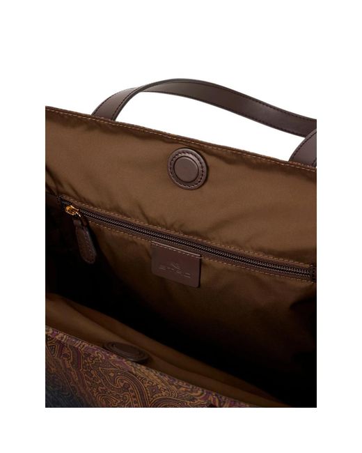 Etro Brown Unfold Me Nylon Tote Bag With Degradé Arnica Motif