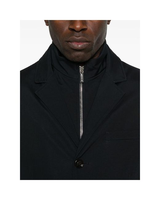Moorer Blue Button Zip Jacket for men