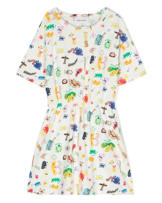 Bobo Choses White Funny Insects Organic Cotton Dress
