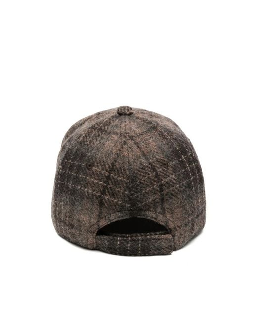 Ruslan Baginskiy Brown Check-Pattern Monogram-Embroidered Baseball Cap