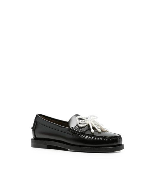 Sebago Black Bow-Embellished Loafers