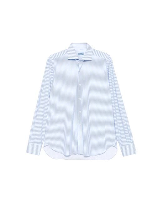 Barba Napoli Blue Striped Shirt for men