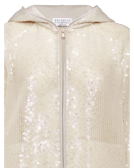 Brunello Cucinelli Natural Sequinned Hooded Jacket