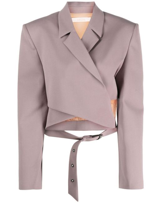 Ssheena Pink Crossover-Front Cropped Blazer