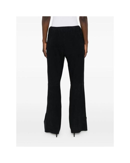 Forte_forte Black Suede Wide-Leg Trousers