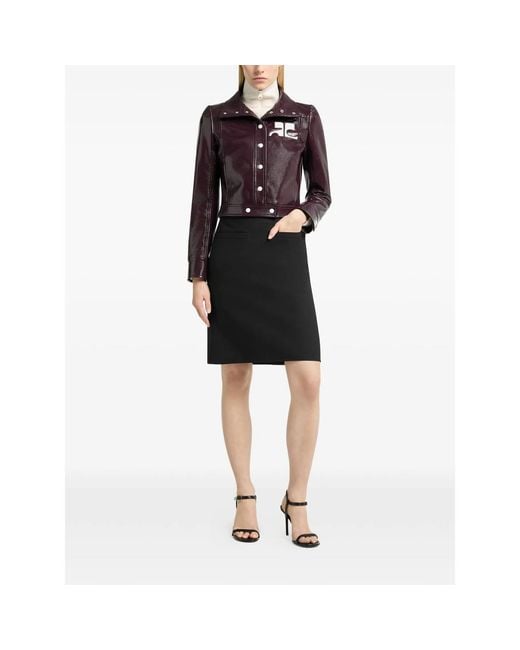 Courreges Brown Cropped Vinyl Jacket
