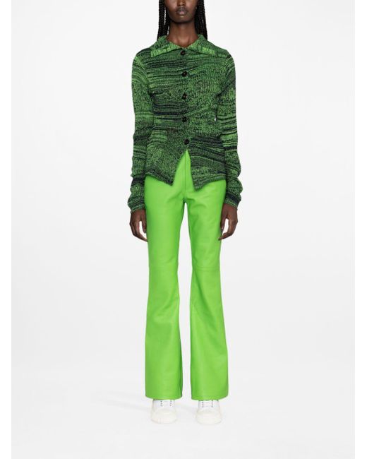 J.W. Anderson Green Leather Bootcut-Leg Trousers