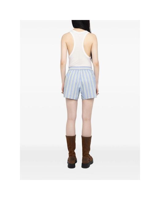 Zadig & Voltaire Blue Striped Logo Shorts