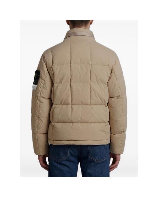 Stone Island Natural Quilted Hooded Jacket for men