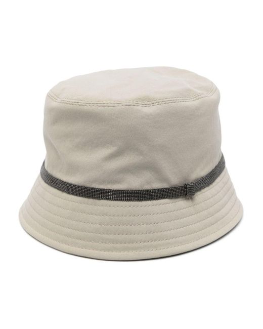 Brunello Cucinelli Gray Monili-Chain Buket Hat