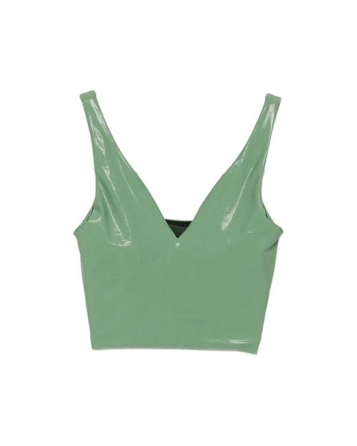 MACRON Green V-Neck Cropped Performance Top