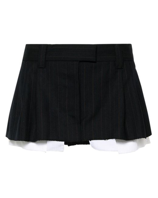 Miu Miu Black Pleated Pinstripe Miniskirt