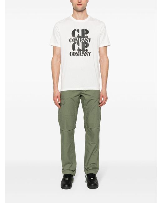 C P Company White Logo-Print T-Shirt for men