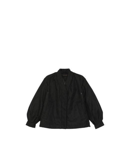 MACRON Black Balloon-Sleeve V-Neck Oversized Jacket