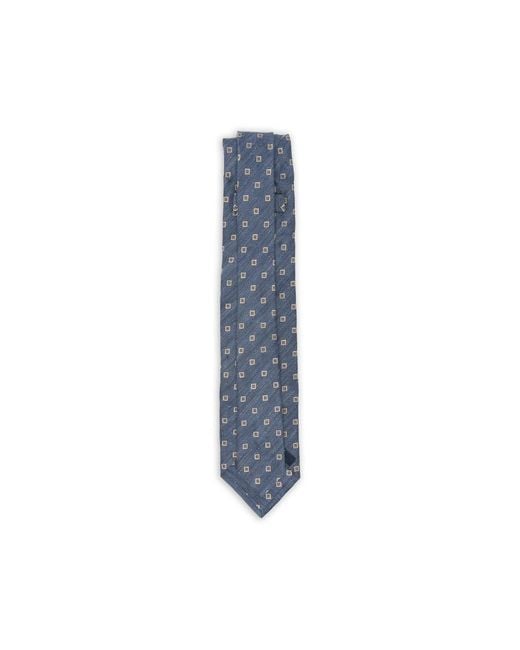 Barba Napoli Blue Geometric-Pattern Tie for men